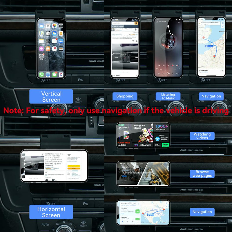 BEERTE fits for Magsafe Car Mount for Audi A6 S6 A7 S7 RS6 RS7 2012-2018 [20 Strong Magnets] Magnetic Phone Holder for iPhone 17 16 15 14 13 12 MagSafe Car Air Vent Phone Navigation Automobile Cradles