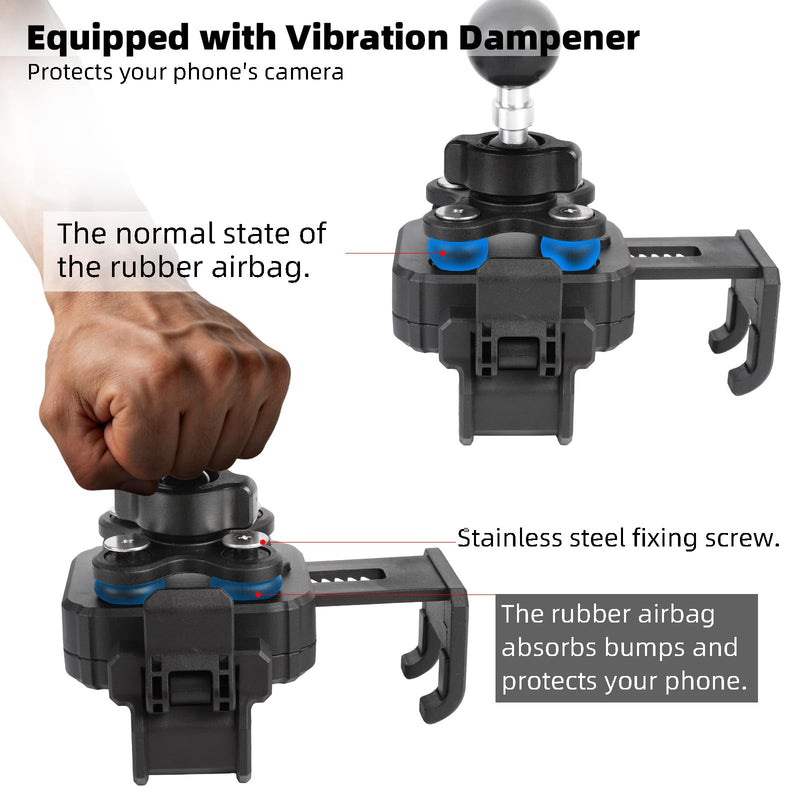 Heavy Duty Phone Mount Holder with Vibration Dampener for Boat Truck Car [Camera Friendly] [1s Lock & Release] [Aluminum Screw-Mounted AMPS Diamond Base & Medium Arm], Fits 4.7-7.2" Cell Phones