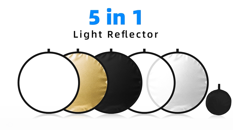 24/32/43/52in Light Reflectors for Photography with 5 in 1 Light Diffuser Panel &Bag,Photography Reflector Ideal for Content Creator Essentials&Photographer in Silver,Gold,White and Black 52inch/130cm