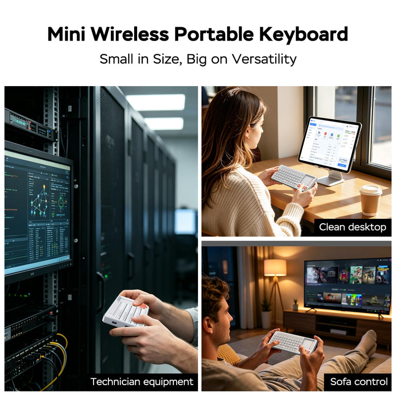 K809 Mini Keyboard with Touchpad, High-End Aluminum Alloy Frame,2.4G+BT | 1000mAh rechargeable battery,7-color backlight,ultra-thin and portable,for tv,android tv box,fire tv stick,htpc,frojector,pc