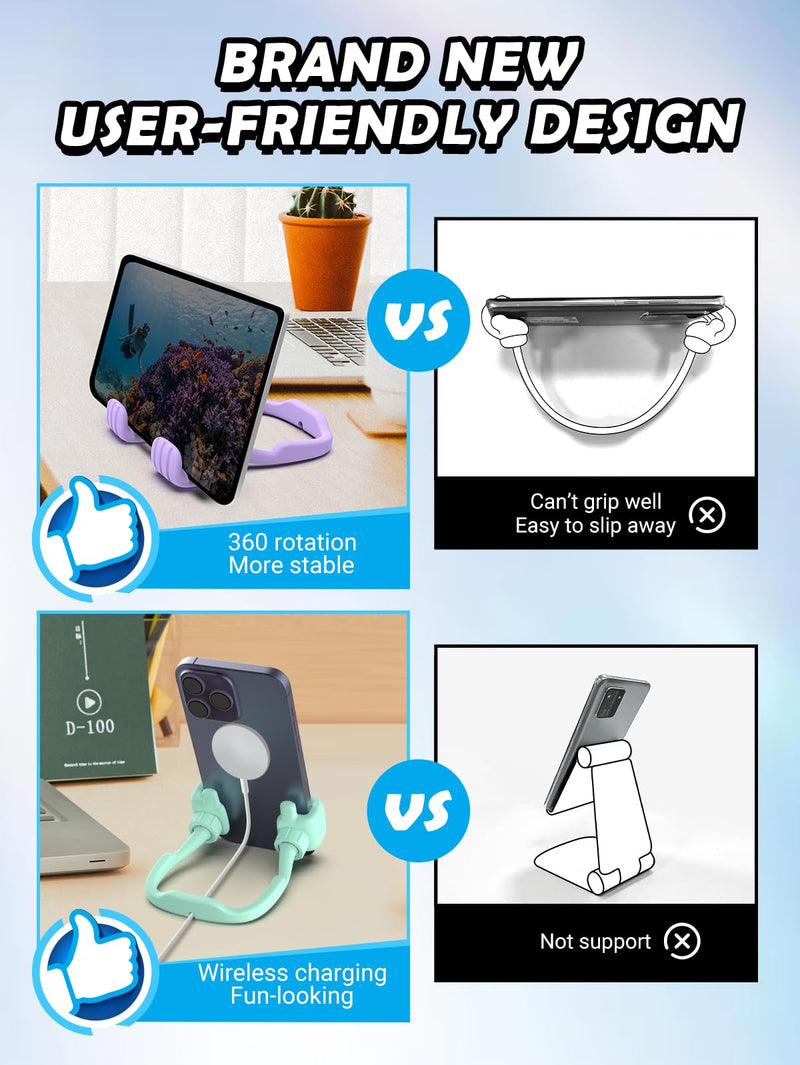Cell Phone Stand Thumbs Up Lazy Phone Stand - 2 Pack Phone Holder 2024 College Graduation Gifts for Her Him Cellphone iPhone Stand for Desk Birthday Gifts for Teens Girls Boys Adults Women Men Wife Purple & Green