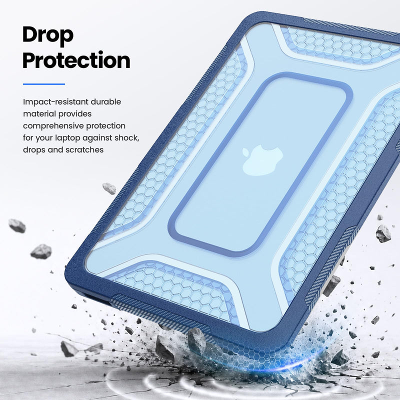 Sanyetral Shockproof Case for MacBook Neo 13 Inch A3404 2026 (A18 Pro Chip) | Military Grade Anti-Scratch Matte Translucent MacBook Neo Hard Cover with Foldable Kickstand and Heat Dissipation -Navy Blue Navy Blue