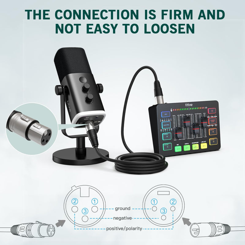 [AUSTRALIA] - FIFINE XLR Cable, 10ft Cable with Balanced 3 PIN, XLR Male to Female Mic Audio Cord, XLR Speaker Cable, Mic Wire, Compatible with XLR Microphone for Recording Podcast Streaming, Black-L9 