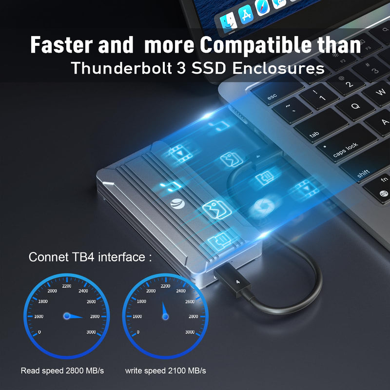 40Gbps NVMe Enclosure,V VCOM M.2 NVMe SSD Enclosure, Aluminum Alloy External NVMe Enclosure Support Size 2280 M&B+M-Key,Compatible with Thunderbolt 3/4,USB4/3.2/3.1/3.0/2.0