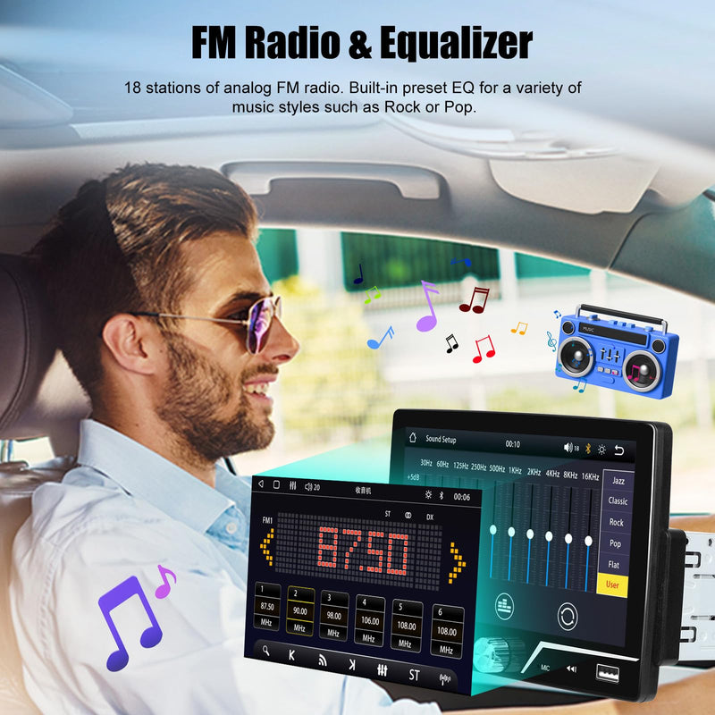 Single Din Car Stereo with Apple Carplay Android Auto, 7 Inch HD Touch Screen Car Radio Support Mirror Link Bluetooth 5.0 FM Type-C USB EQ SWC, Car Play Audio Receivers Headunit