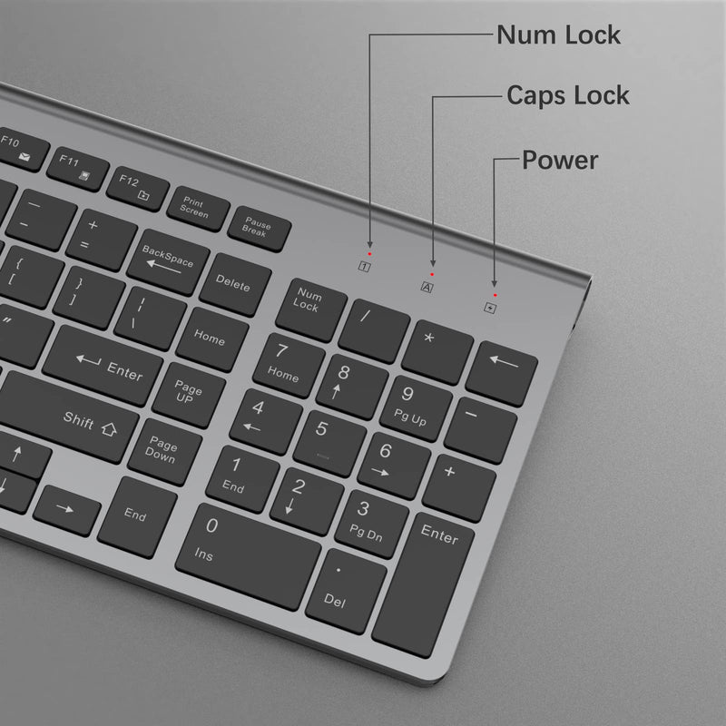 Wireless Keyboard, J JOYACCESS 2.4G Slim and Compact Wireless Keyboard with Numeric Pad for Laptop, MacBook Air, Apple, Computer, PC(Black and Grey) Black