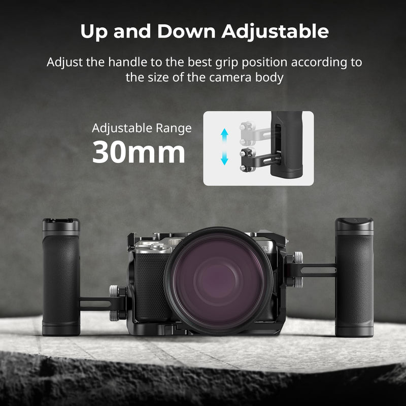 SmallRig Mini Side Handle for 1/4"-20 Threaded Holes, Camera Cage Handle for Left or Right Hand, Up and Down Adjustable, with Built-in Cold Shoe & Threaded Hole - 4755 Mini Screw Side Handle