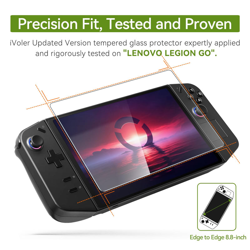 ivoler 2-Pack Upgrade Version Screen Protector for Lenovo Legion Go Gaming Handheld 8.8 inch 2023, Full Coverage Tempered Glass Transparent HD Clear Anti-Scratch for Lenovo Legion Go 8.8''