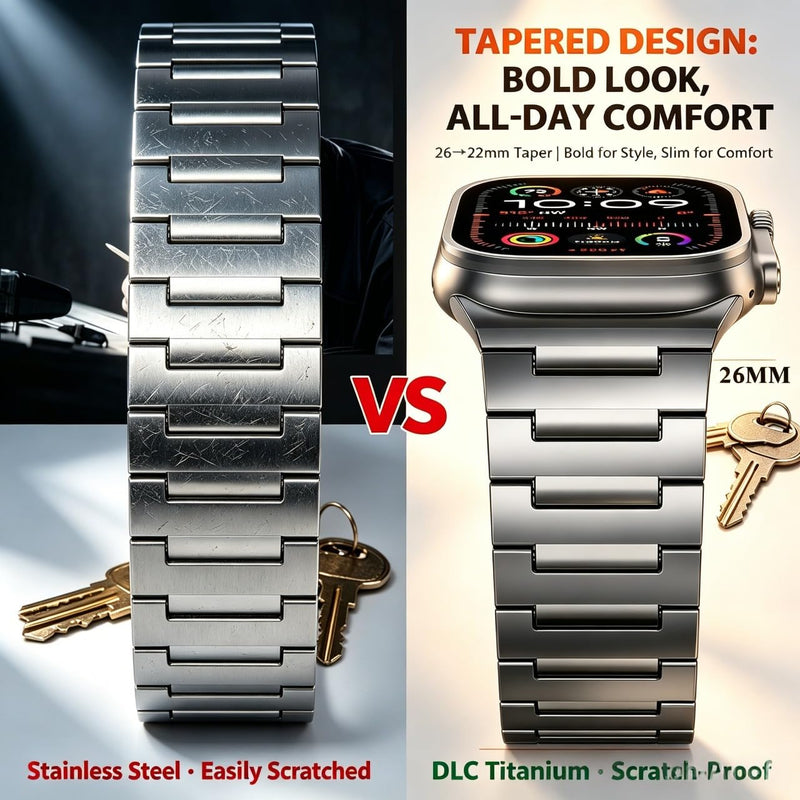 I-Boruly Lightweight Titanium Band for Men Apple Watch Ultra 49 46 45 44mm | Waterproof,lightweight,scratch-resistant & rust-proof strap;fits sports,office,business,travel & swimming,premium men’s gift