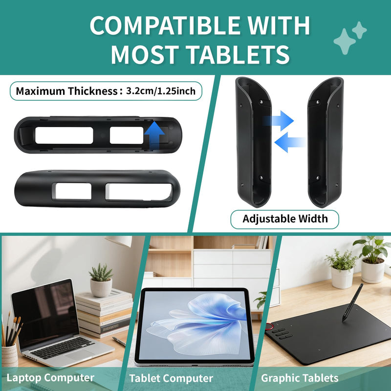 Under Desk Laptop Wall Mount Holder, Universal for MacBook, Surface Tablet Keyboard, with Screws Adhesive Strips Anti-Scratch Pads, Space Saving Under Desk Storage Shelf (Black) Black