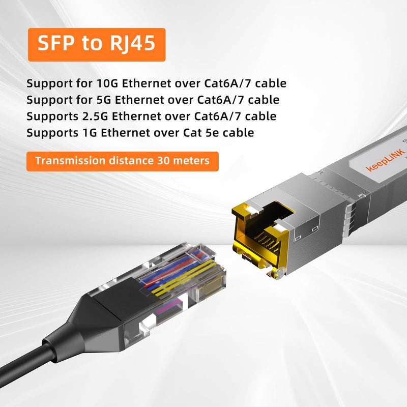 10GBase-T RJ45 SFP+ Module, 10G Copper SFP+ Transceiver, Ethernet SFP Module up to 30-Meter, Plug and Play Hot Pluggable, Durable and Highly Compatible 10G SFP Module