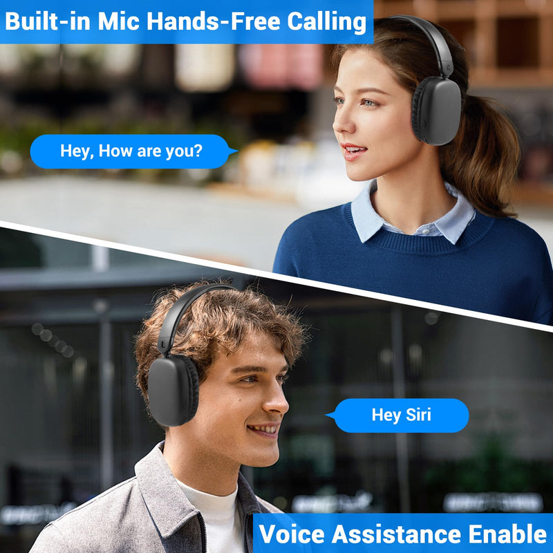 [AUSTRALIA] - FM Radio MP3 Player Headphones Micro SD Card,Wireless and Wired Lightweight Headphone with Deep Bass and Built in Microphone Over The Ear Unequaled Comfort,for Travel,Home,Birthday Gift 