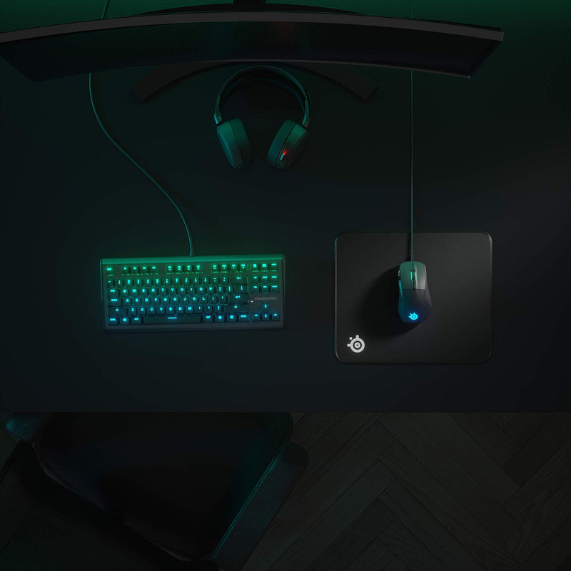 SteelSeries QcK Gaming Surface - Large Stitched Edge Cloth - Extra Durable - Optimized For Gaming Sensors - Black Classic Black
