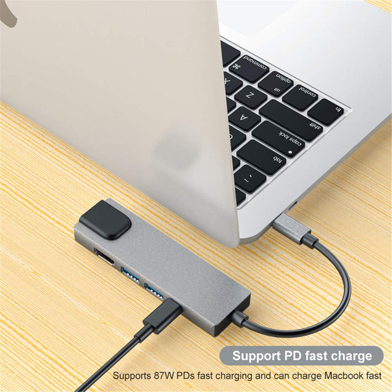 Tianle USB C Hub Ethernet, 5 in 1 Multi Port Adapter with Gigabit Ethernet Port, 4K HDMI, USB C PD Charging and 2 USB 3.0 Compatible with Switch Console, MacBook, iPad, Surface, 5-in-1