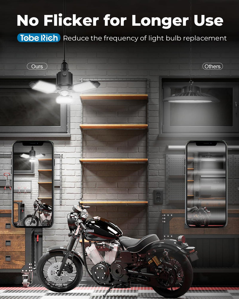 [AUSTRALIA] - toberich 2 Pack Motion Sensor Garage Lights, 8000LM Garage Lights Motion Activated, 6500K Indoor Motion Sensor LED Light Bulb for Garage, Utility Room, Laundry Room, Basement 