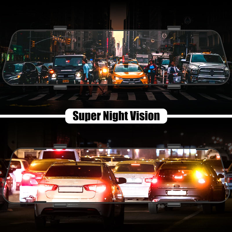 Mirror Dash Cam for Cars,4.5" Rear View Mirror 1080P Front and Rear View Dual Cameras,Super Night Vision,Parking Assistance,G-Sensor,24H Parking Monitor, Waterproof Backup Camera Free 32GB Card 4.5 Inch+32GB SD Card