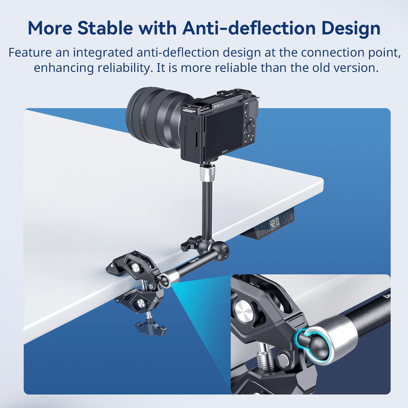 SMALLRIG Magic Arm Clamp Kit, Camera Mount Articulating Friction Arm w Super Clamp, w 1/4"-20 Screw and Thread hole, for Camera, Light, Monitor, Webcam or Action Camera ≤1.5kg, for Table, Tube 4454