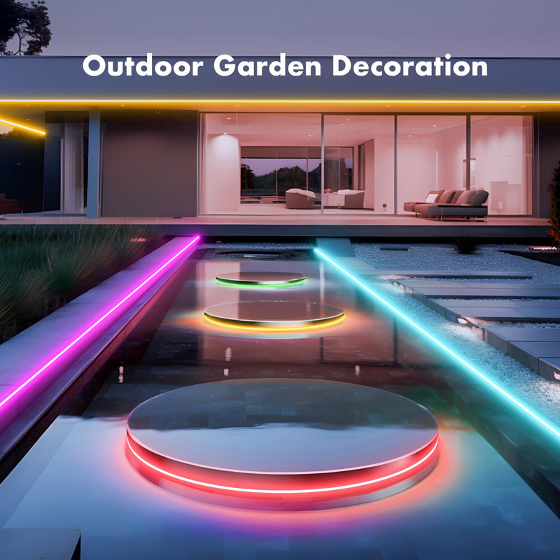 Neon Rope Lights, 16.4FT RGB LED Strip Lights App Control,IR Remote,Music Syncing,Outdoor IP67 Waterproof,Flexible DIY Design for Bedroom,Living,Gaming,Party Decoration