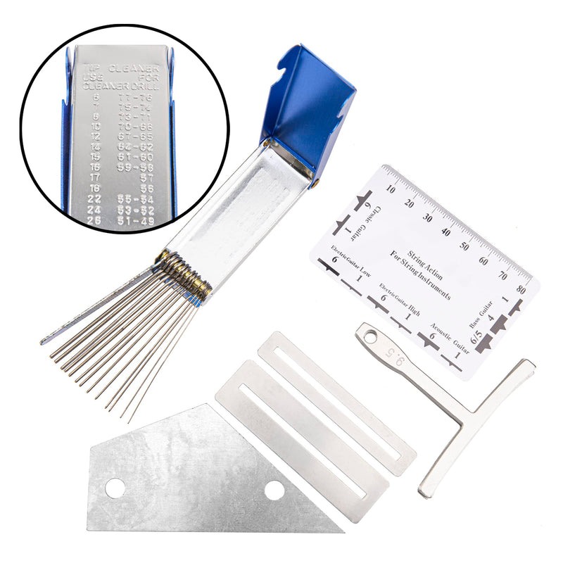 [AUSTRALIA] - 25Pcs Yootones Guitar Repairing Maintenance Tool with Kit String Action Ruler Gauge Measuring Tool Hex Wrench Set Files Fingerboard Guard Understring Radius Gauges Guitar Fret Rocker Leveling 