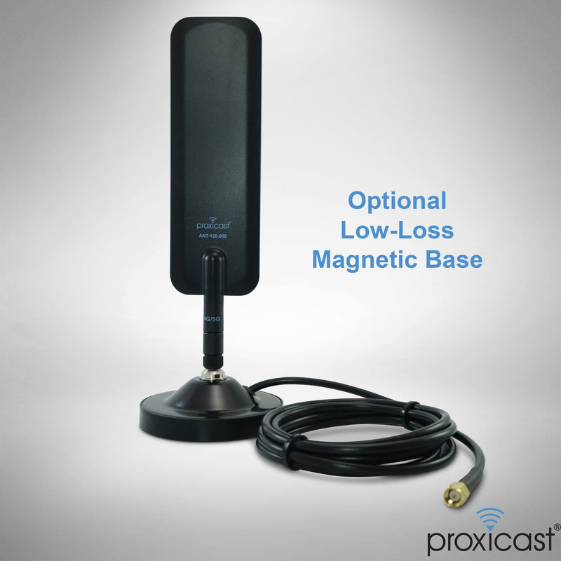 Proxicast 4G, 5G, CBRS 6 dBi Omni-Directional Swivel SMA Terminal Antenna | 600 to 6000 MHz Coverage - 3-Way Articulated Joint - for Cradlepoint, Digi, MoFi, Pepwave, Sierra & Others - ANT-120-008-2PK 2 Pack