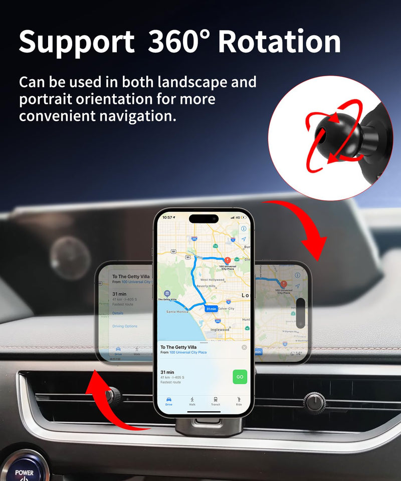 Car Phone Holder for Lexus UX 2019 2020 2021 2022 Auto Accessories, Cell Phone Mount Compatible with MagSafe, 360° Rotation, Hands Free Not Affect Air Vent