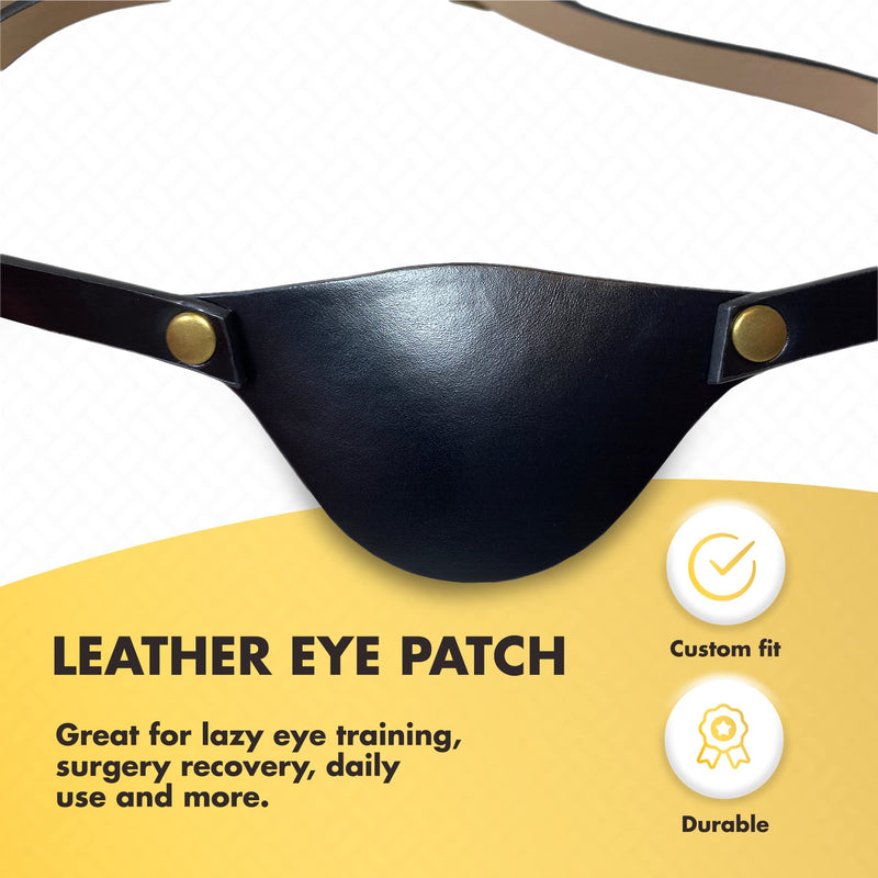 [AUSTRALIA] - Eye Patches for Adults Right and Left Eyes - Black Adult Leather Eyepatch for Lazy Eye - Handmade Leather Eye Patch for Adults for Eye Glasses and Pirate Cosplay (Black) 