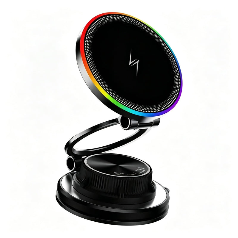 15W Fast Wireless Car Charger, Magnetic Dashboard Phone Holder, 360 Rotating Foldable Bracket, Compatible with MagSafe, Strong N52 Magnet & Gel Suction for iPhone17/16/15 pro and Samsung Smartphones