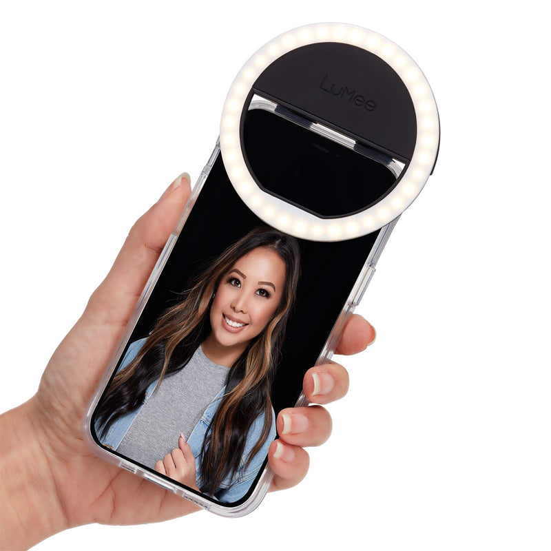 LuMee Studio Clip Light - LED Ring Light for Laptops, Monitors, Smartphones, Tablets - Portable and Rechargeable - Black