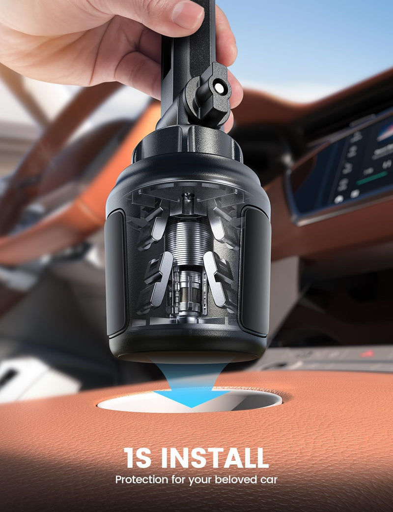 Cup Holder Phone Holder, [Easy Install] Adjustable Long Neck Cup Phone Holder for Car, [Sturdy & Durable] Universal Car Phone Holder for iPhone, Samsung, Google and All 4"-7" Smartphones Black -