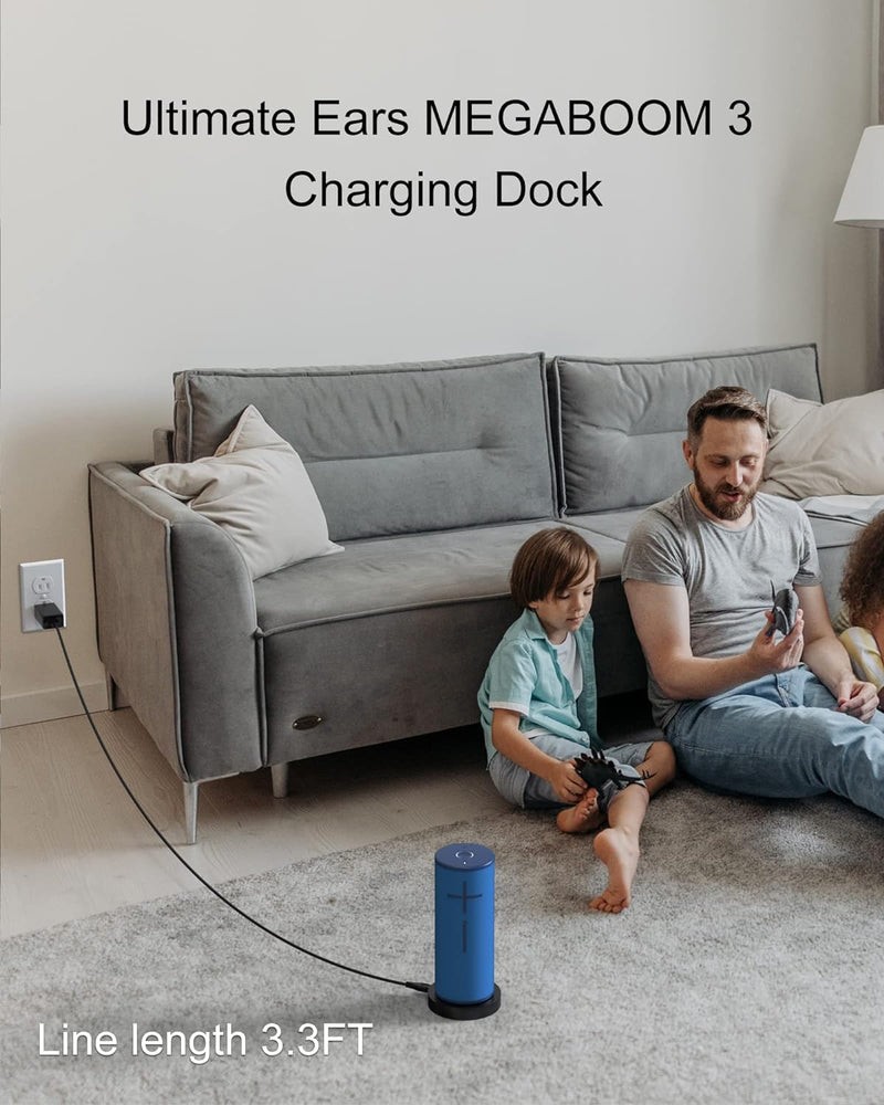 Charging Dock Compatible with Ultimate Ears Boom 3, MEGABOOM 3, Blast & MEGABLAST Portable Waterproof Wireless Bluetooth Speaker. (Black) Black