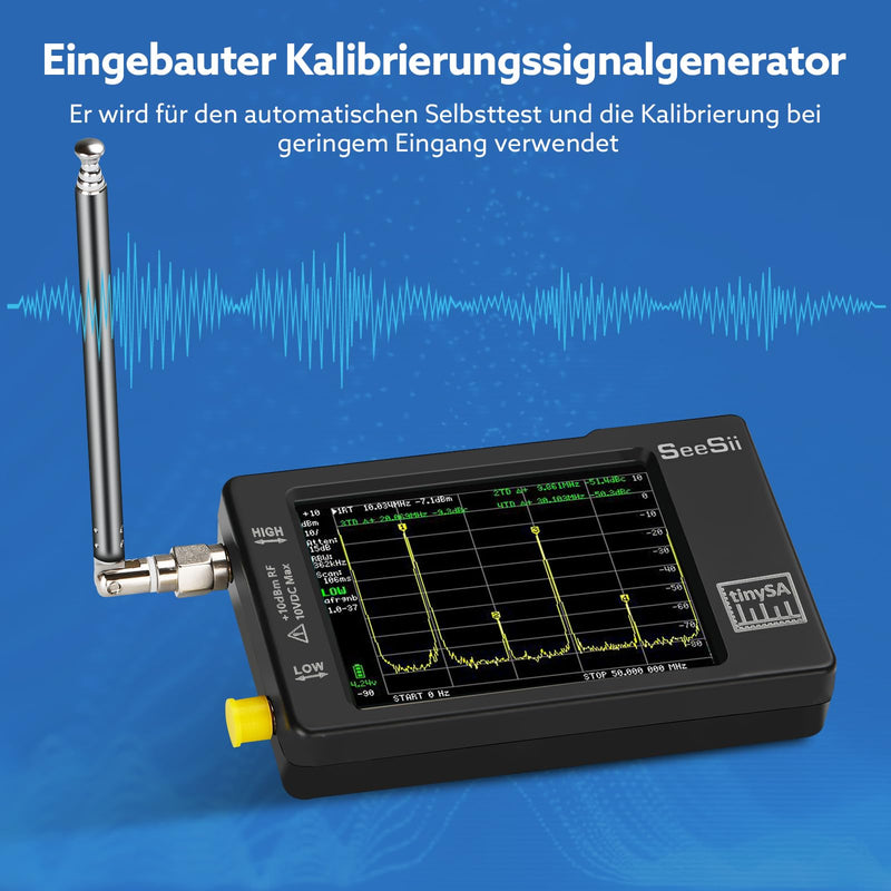 Seesii TinySA Spectrum Analyzer - 2.8 Inch Spectrum Analyzer 100 kHz - 960 MHz Input MF HF VHF UHF, Signal Generator Frequency Analyzer with Touchscreen with ESD Protected