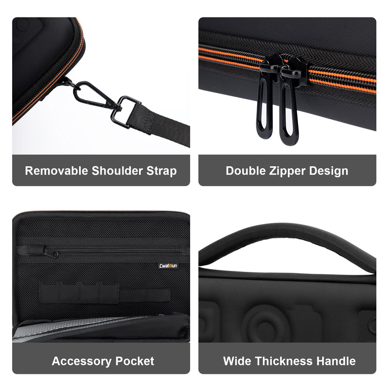Cwatcun Action Camera Carrying Case for GoPro Hero/DJI Osmo Pocket 3/Action, Waterproof Carrying Case Shoulder Bag, Travel Case for Most Action Camera and Accessories Black Medium