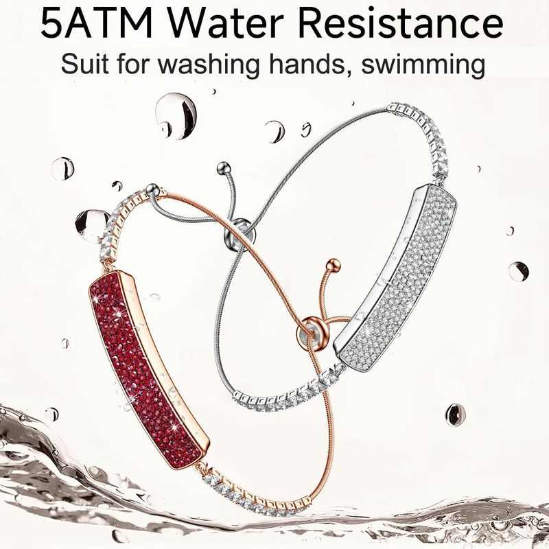 Fitness Tracker Dressy Diamond Smart Bracelet for Women Ladies Health Wristband Heart Rate Monitor Sleep Tracker Step Counter Pedometer Waterproof Fashion Activity Tracker Gold