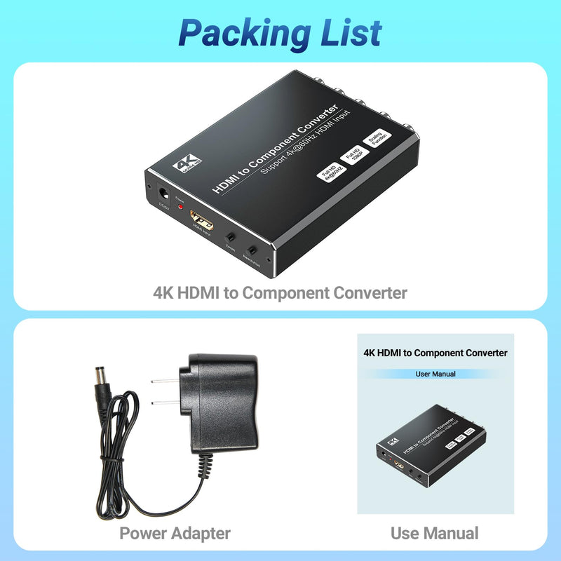 [AUSTRALIA] - 4K HDMI to Component Converter with Scaling Function, HDMI to YPbPr Converter Support 4K/60Hz Input, Support 480i/576i Component Output, Compatible with DVD/PS3/PS4/PS5/Amazon Fire TV Sticks 4K HDMI to Component 