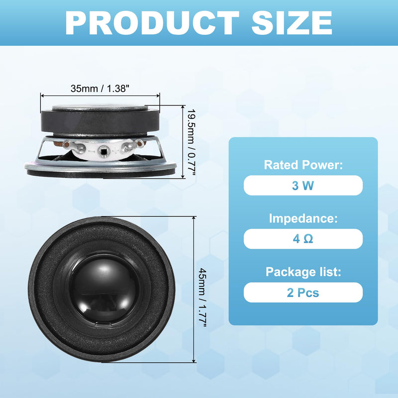 MECCANIXITY 4 Pcs 3W 4 Ohm Small Speakers Metal Shell Round Micro External Magnet Speaker for Mini Speakers DVD EVD Multimedia Mobile Portable Advertising Machine,45x35mm Black 45x35mm