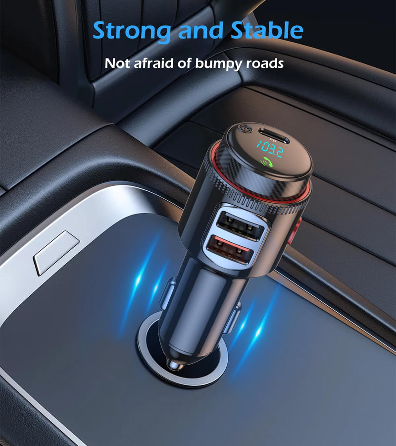 [AUSTRALIA] - LIHAN Bluetooth 5.4 Car FM Transmitter, Wireless AUX Adapter with USB-C PD 30W & QC3.0 18W Dual Fast Charging, HiFi Bass EQ, CVC Hands-Free Calls, Siri/Google Assistant, 12V/24V Cars/Trucks/Vans 