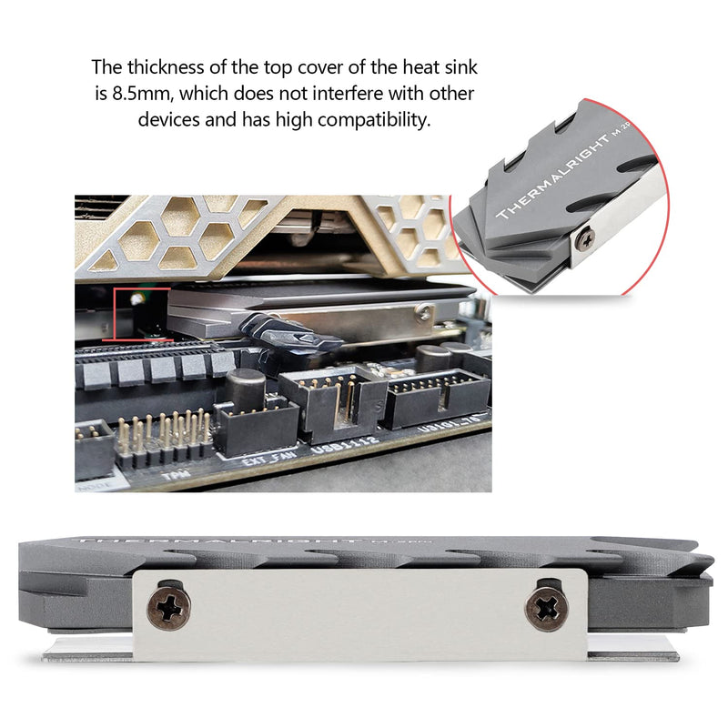 Thermalright M.2 2280 Pro SSD Heat Sink, 8 mm Heatpipe, High Performance Double Side Thermal Pad