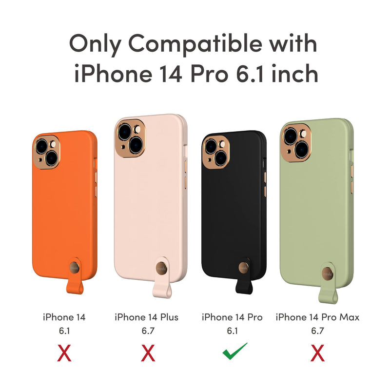 Moshi Altra Crossbody Case with Detachable Quick-Buckle Design (for iPhone 14 Pro 6.1 in), MagSafe Compatible, Aluminum Lens and Buttons [Crossbody and Wristlet Strap Sold Separately], Midnight Black