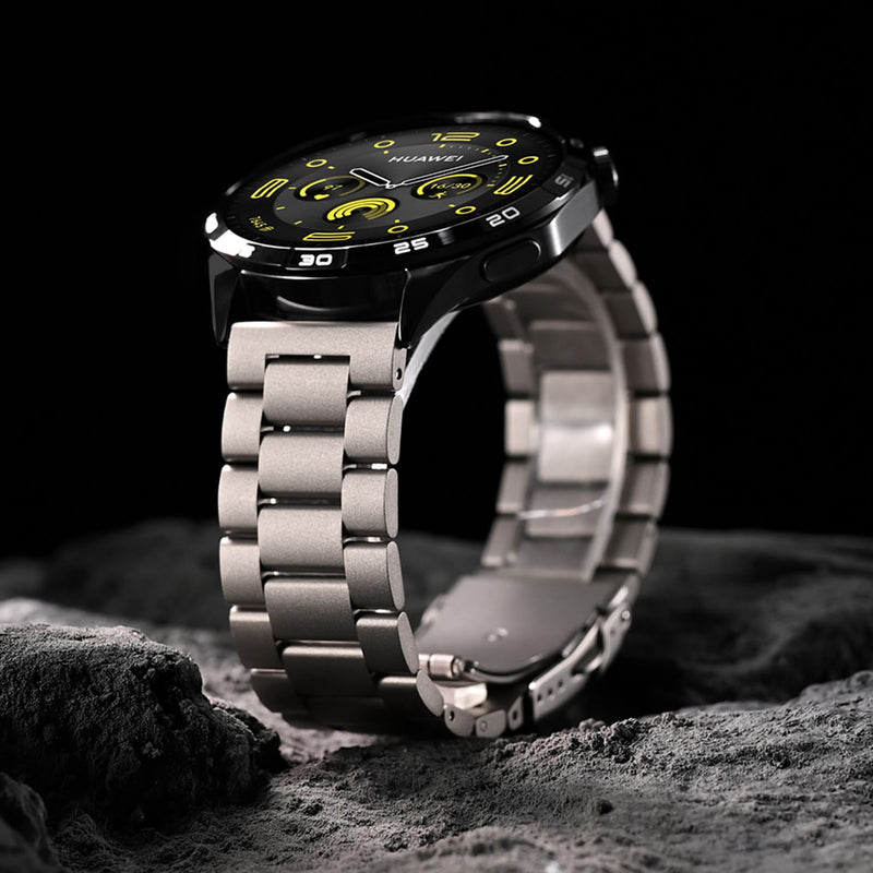THEAGE 22mm Pure Titanium Watch Band, straight end universal version, Double Locking Deployant Clasp Silver