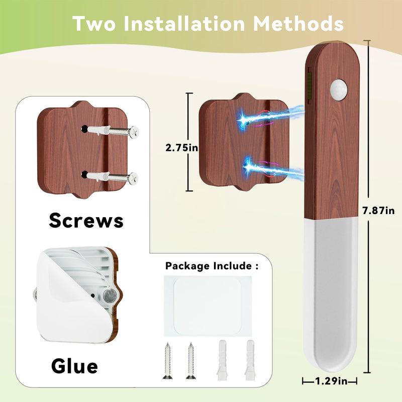 Battery Operated Motion Sensor Wall Sconces Set of 3, Motion Sensor Wall Light Wireless, Magnet Rechargeable LED Lights, Stairs Lights, Decor for Bedroom, Hallway, Living Room, Closet (Walnut Wood) Walnut Wood-3pcs（NEW）