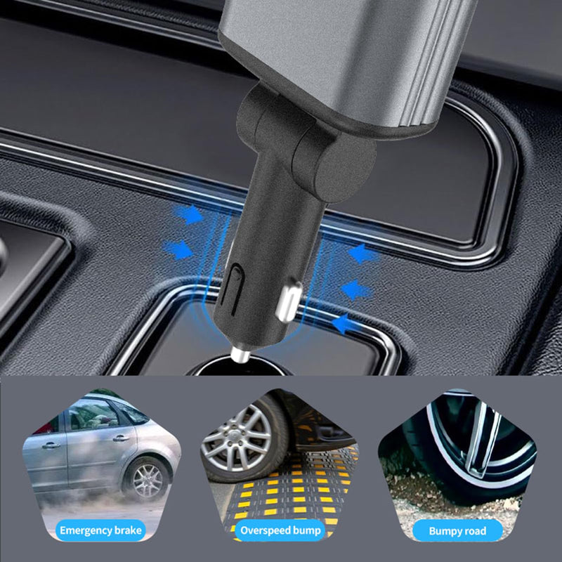 4 in 1 Car Charging Adapter with Star Projector Light Retractable Cable Double USB C & USB A Fast Car Charging for Phone