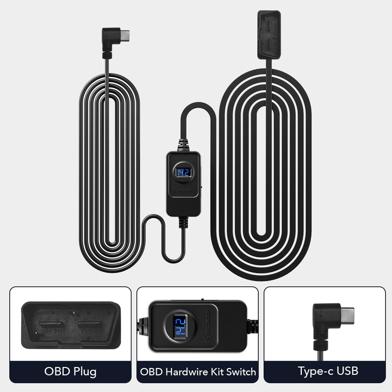 REDTIGER Dash Cam OBD Hardwire Kit with USB C Port,12V-24V to 5V, Low Voltage Protection for 24H Parking Mode,Suitable Series Dash Cam