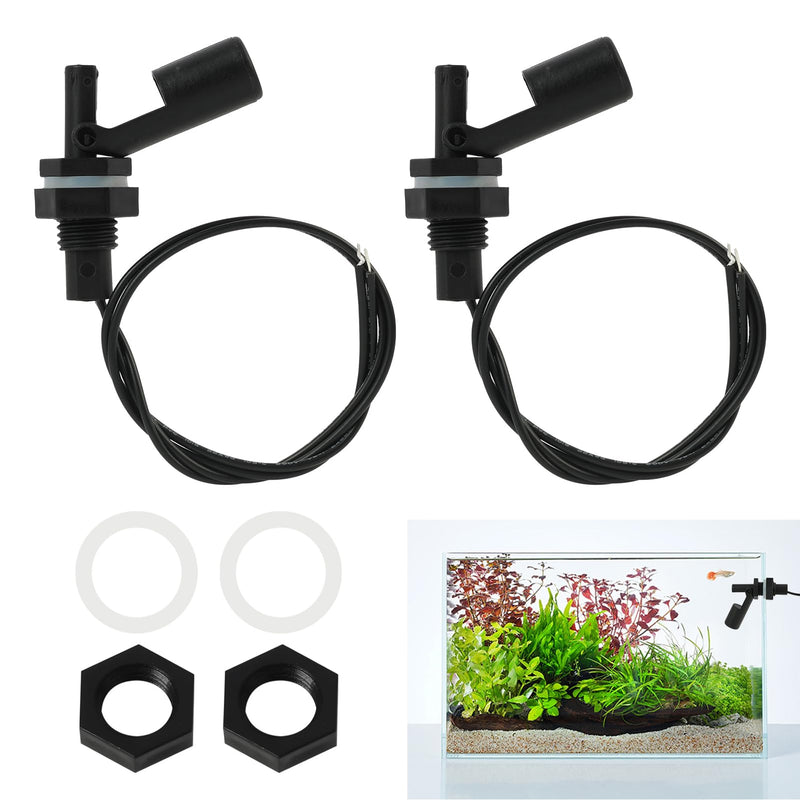 2 Pieces Water Level Sensor, Side Mounted Liquid Float Switch with Spring Wire Connector, PP Level Switch for Tank, Pool, Aquarium, Water Level Sensor for Hydroponics, Garden