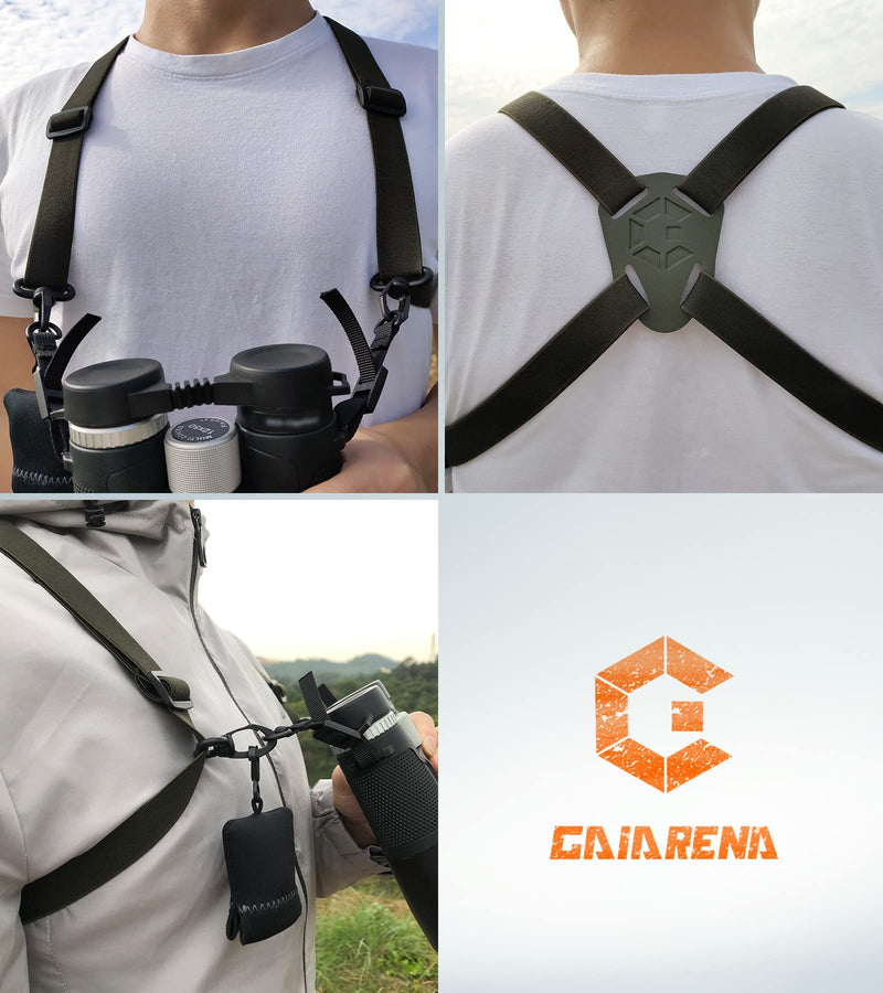 GAIARENA Binocular Harness Strap, Bino Harness with Microfiber Lens Cleaning Cloth for All Size Binoculars & Camera(Camo) Camo