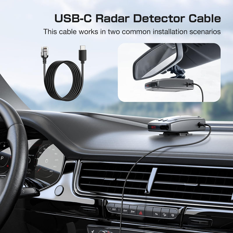 Magnetic Radar Detector Mount & Type-C to RJ11 Power Cable