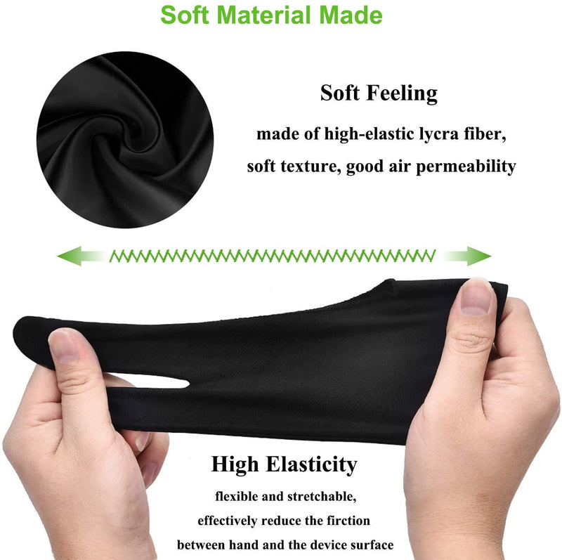 OTraki 4 Pack Artist Gloves Anti Smudge Two Fingers Drawing Gloves for Paper Sketching, Pad Monitor, Graphics Tablet, Universal for Left and Right Hand - 2.75x7.08 inch S Black