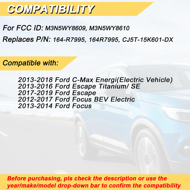 Vurkcy Key Fob Replacement for Ford Escape/Focus BEV Electric/C-Max Energi Car Keyless Entry Remote, M3N5WY8609 M3N5WY8610, 5 Btn(Only fit Pictured Key)