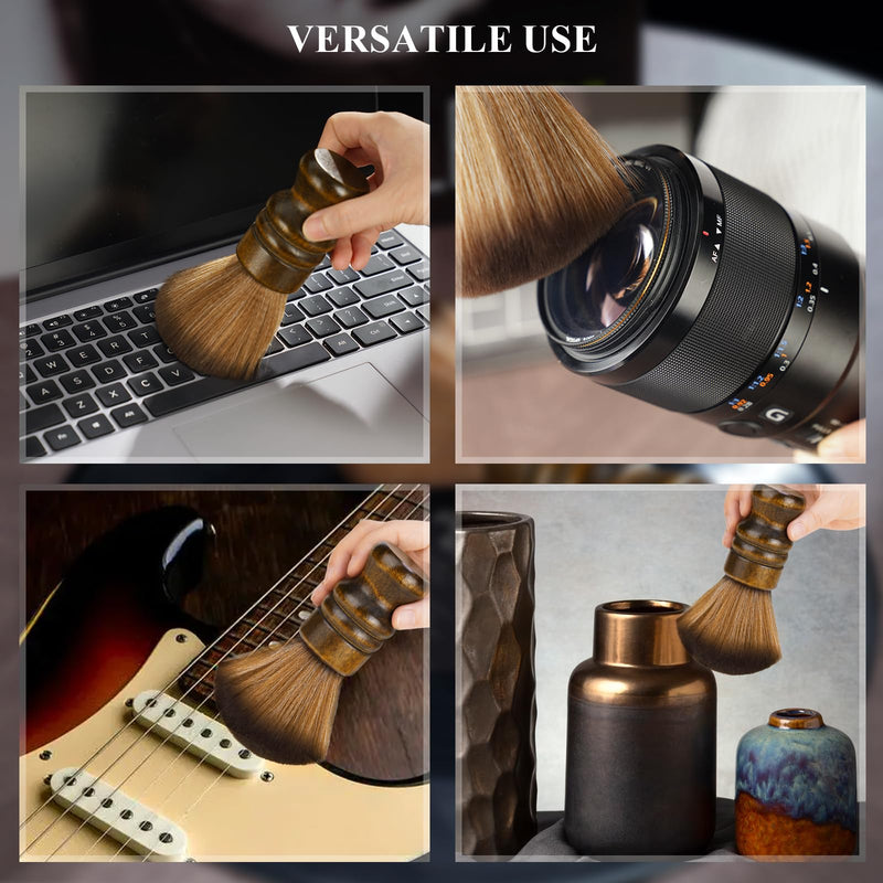 NiHome Vinyl Record Cleaning Brush, Anti-Static Soft LP Record Cleaner, Vinyl Dust Remover Brush with Ultra-Fine Fiber Bristles, Safe for Vinyl LP CD Album Care, Retro Design with Beech Wood Handle Large Brown