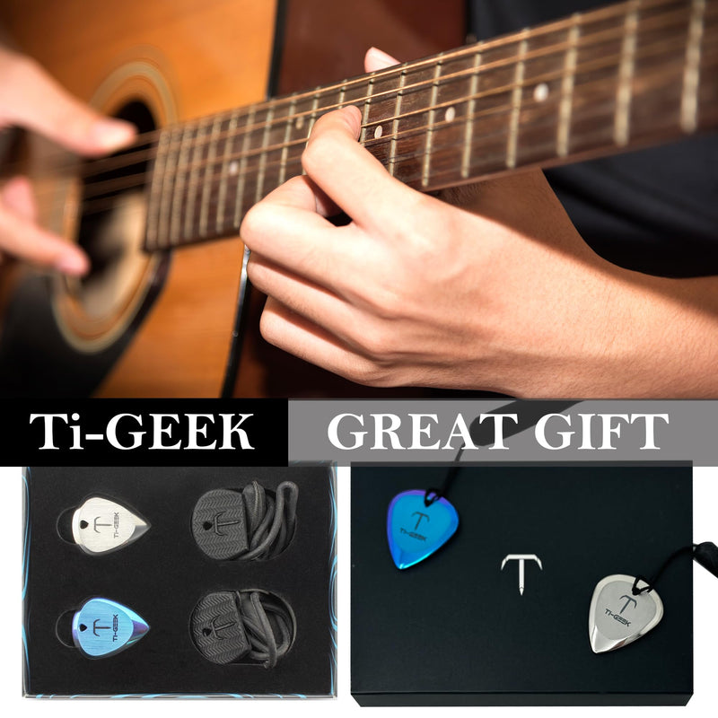 Ti-Geek Premium Titanium Guitar Pick 2.8mm Thickness, Metallic Silver for Metallica, Bass, Electric Guitar No-Slip Grip, Wrist Band, Lifetime Durability - Perfect for Guitar lover 1PackMetallic Silver