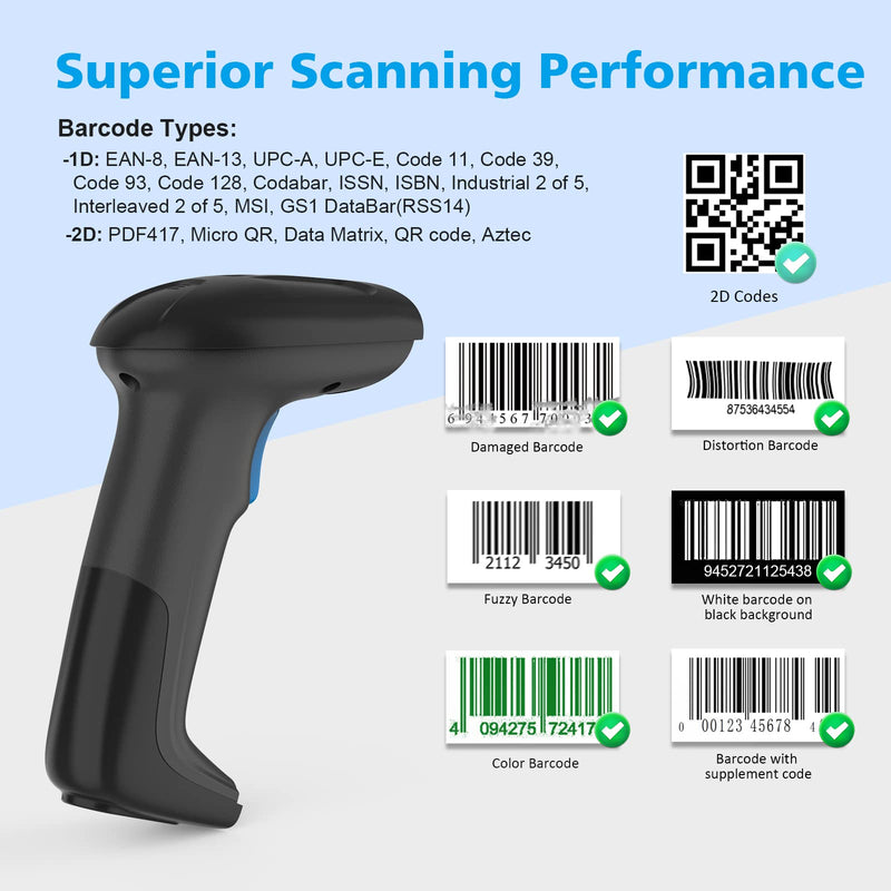 [AUSTRALIA] - REALINN USB 2D QR Barcode Scanner Wired, Automatic Handheld Code Reader Dustproof Waterproof Shockproof Plug and Play Fast and Precise for Mobile Payment, Store, Supermarket, Warehouse 